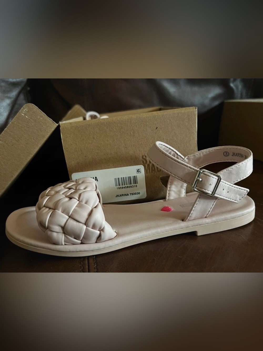 Steve Madden Braided Front Ankle-Strap Sandals in Blush Pink